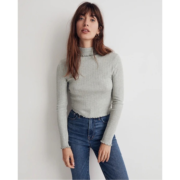 Madewell Tops - Madewell Cropped Long-Sleeve Turtleneck Tee